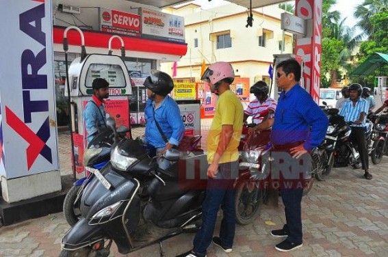Petrol price hits Tripura, goes Rs. 80.17 Petrol price hits Tripura, goes Rs. 80.17